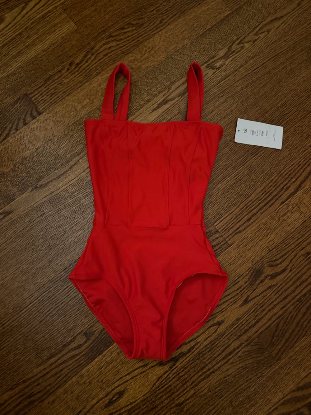 Square-Neck Red Women's Bodysuit Dance Leotard Leo